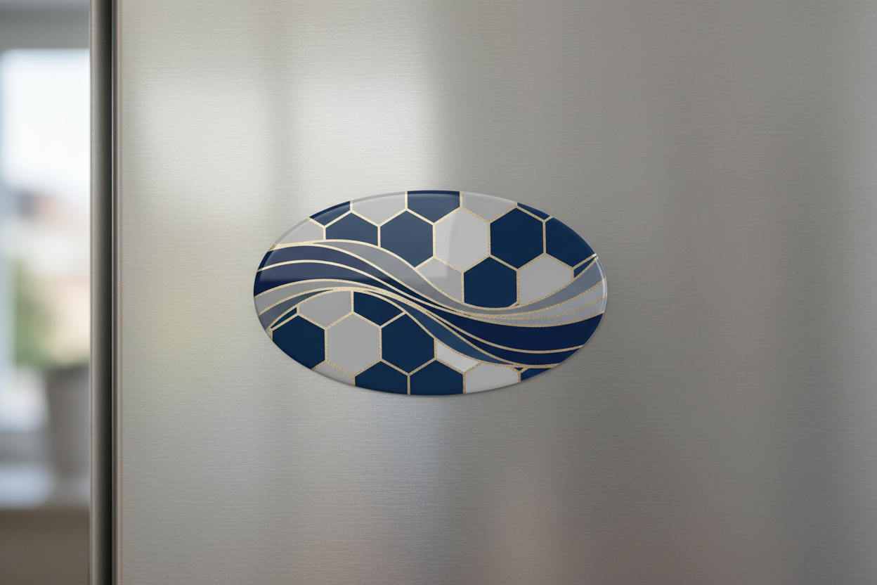 4x6 inch oval magnet on metal cabinet